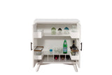 Alpine Furniture Flynn Small Bar Cabinet, White 966-W-17 White Mahogany Solids & Okoume Veneer 32 x 19 x 36