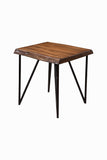 Alpine Furniture Live Edge End/Lamp Table, Light Walnut 1968-62 Light Walnut Solid Acacia Wood with Metal Legs 24 x 24 x 24