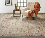 Caprio Space Dyed Ornamental, Beige/Rust/Ink Blue, 9ft-6in x 12ft-5in Area Rug