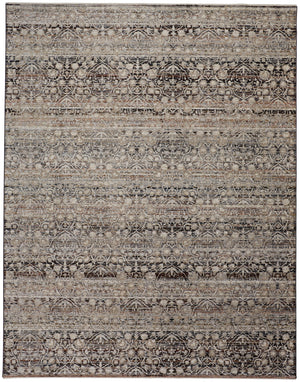 Caprio Space Dyed Ornamental, Light Gray/Ink Blue, 9ft-6in x 12ft-5in Area Rug