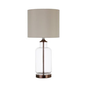 Casual Drum Shade Table Lamp Creamy Beige and Clear