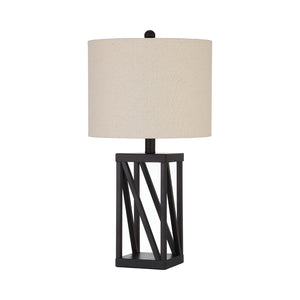 Casual Geometric Base Table Lamp Beige and Black