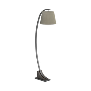 Contemporary Floor Lamp with Oatmeal Linen Shade, Elegant Demilune Design for Modern Spaces