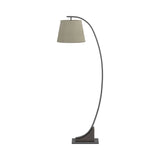 Contemporary Floor Lamp with Oatmeal Linen Shade, Elegant Demilune Design for Modern Spaces