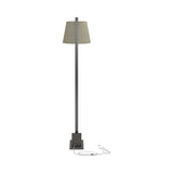 Contemporary Floor Lamp with Oatmeal Linen Shade, Elegant Demilune Design for Modern Spaces