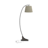 Contemporary Floor Lamp with Oatmeal Linen Shade, Elegant Demilune Design for Modern Spaces