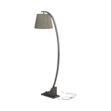 Contemporary Floor Lamp with Oatmeal Linen Shade, Elegant Demilune Design for Modern Spaces