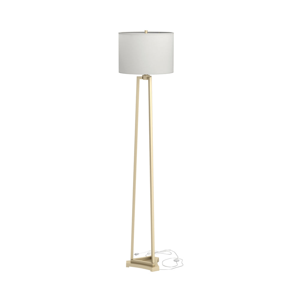 Contemporary Drum Shade Floor Lamp White and Gold