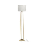 Contemporary Drum Shade Floor Lamp White and Gold