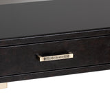 Baxton Studio Carville Modern and Contemporary Dark Brown Faux Leather Upholstered Gold Finished 2-Drawer Console Table