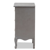 Baxton Studio Capucine Antique French Country Cottage Grey Finished Wood 3-Drawer Nightstand