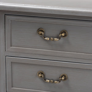 Baxton Studio Capucine Antique French Country Cottage Grey Finished Wood 3-Drawer Nightstand