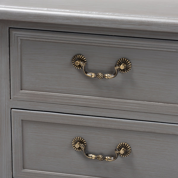 Baxton Studio Capucine Antique French Country Cottage Grey Finished Wood 3-Drawer Nightstand