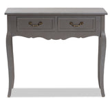 Baxton Studio Capucine Antique French Country Cottage Grey Finished Wood 2-Drawer Console Table