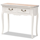 Baxton Studio Capucine Antique French Country Cottage Two Tone Natural Whitewashed Oak and White Finished Wood 2-Drawer Console Table