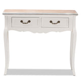 Baxton Studio Capucine Antique French Country Cottage Two Tone Natural Whitewashed Oak and White Finished Wood 2-Drawer Console Table