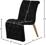 Curve Velvet / Iron / Engineered Wood / Foam Contemporary Black Velvet Dining Chair - 19.5" W x 30" D x 36.5" H