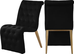 Curve Velvet / Iron / Engineered Wood / Foam Contemporary Black Velvet Dining Chair - 19.5" W x 30" D x 36.5" H