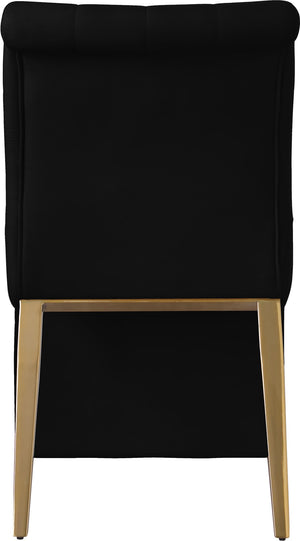 Curve Velvet / Iron / Engineered Wood / Foam Contemporary Black Velvet Dining Chair - 19.5" W x 30" D x 36.5" H