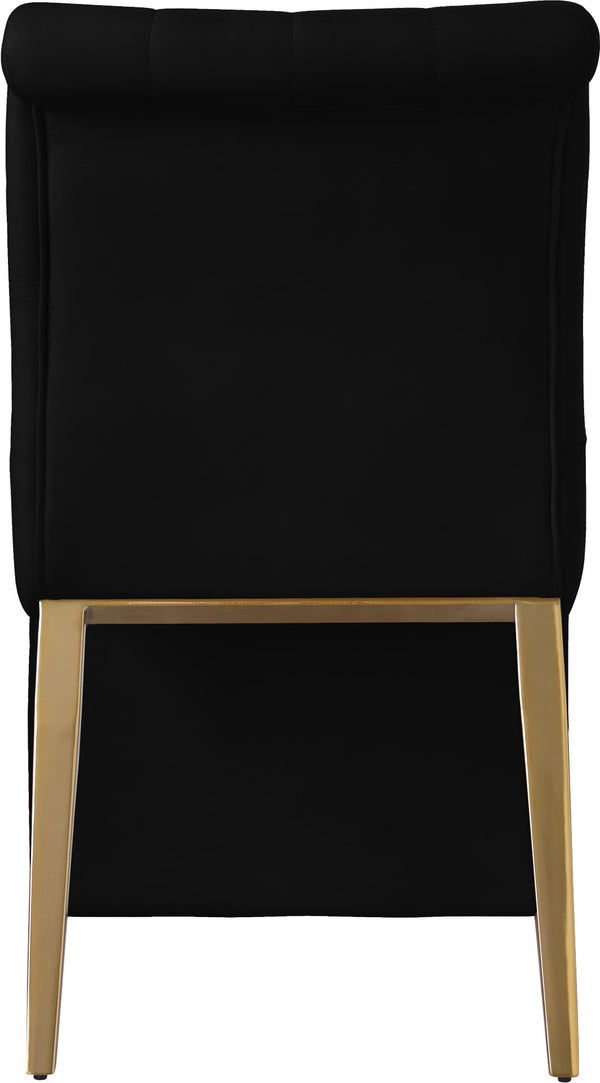 Curve Velvet / Iron / Engineered Wood / Foam Contemporary Black Velvet Dining Chair - 19.5" W x 30" D x 36.5" H