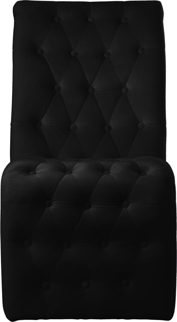 Curve Velvet / Iron / Engineered Wood / Foam Contemporary Black Velvet Dining Chair - 19.5" W x 30" D x 36.5" H