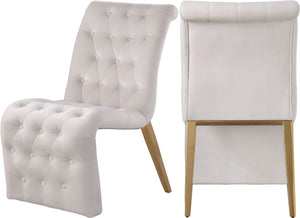 Curve Velvet / Iron / Engineered Wood / Foam Contemporary Cream Velvet Dining Chair - 19.5" W x 30" D x 36.5" H