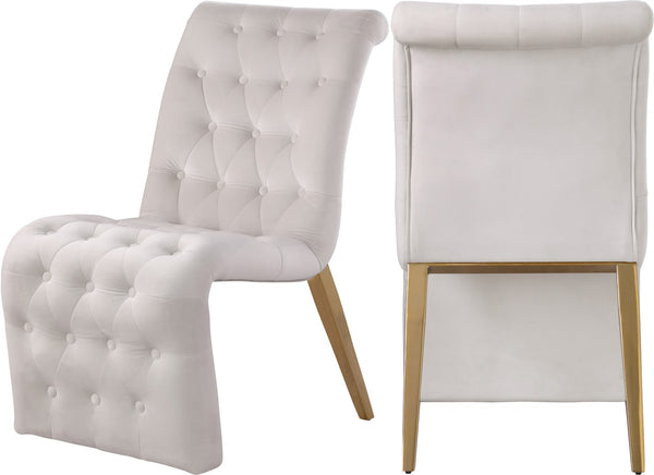 Curve Velvet / Iron / Engineered Wood / Foam Contemporary Cream Velvet Dining Chair - 19.5" W x 30" D x 36.5" H