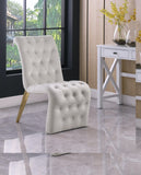 Curve Velvet / Iron / Engineered Wood / Foam Contemporary Cream Velvet Dining Chair - 19.5" W x 30" D x 36.5" H