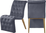 Curve Velvet / Iron / Engineered Wood / Foam Contemporary Grey Velvet Dining Chair - 19.5" W x 30" D x 36.5" H