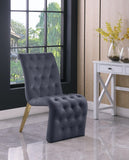 Curve Velvet / Iron / Engineered Wood / Foam Contemporary Grey Velvet Dining Chair - 19.5" W x 30" D x 36.5" H