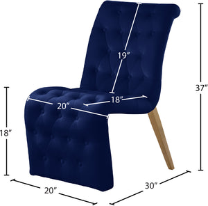 Curve Velvet / Iron / Engineered Wood / Foam Contemporary Navy Velvet Dining Chair - 19.5" W x 30" D x 36.5" H