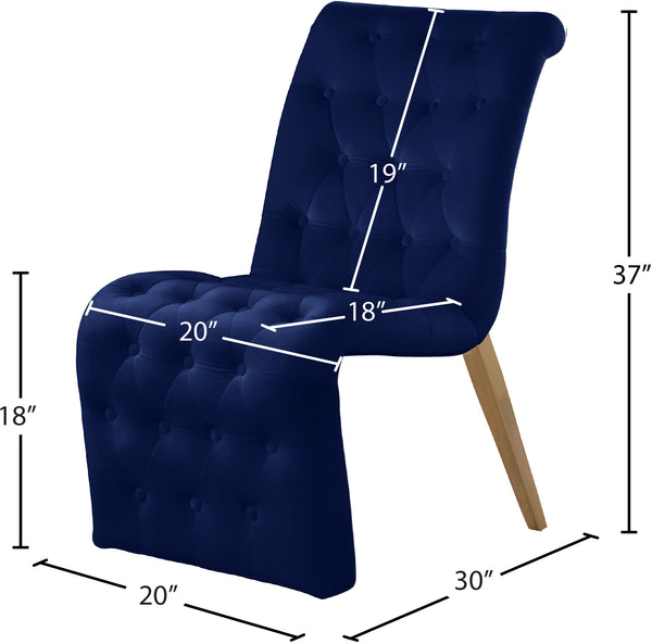 Curve Velvet / Iron / Engineered Wood / Foam Contemporary Navy Velvet Dining Chair - 19.5" W x 30" D x 36.5" H
