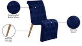 Curve Velvet / Iron / Engineered Wood / Foam Contemporary Navy Velvet Dining Chair - 19.5" W x 30" D x 36.5" H