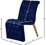 Curve Velvet / Iron / Engineered Wood / Foam Contemporary Navy Velvet Dining Chair - 19.5" W x 30" D x 36.5" H