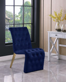 Curve Velvet / Iron / Engineered Wood / Foam Contemporary Navy Velvet Dining Chair - 19.5" W x 30" D x 36.5" H