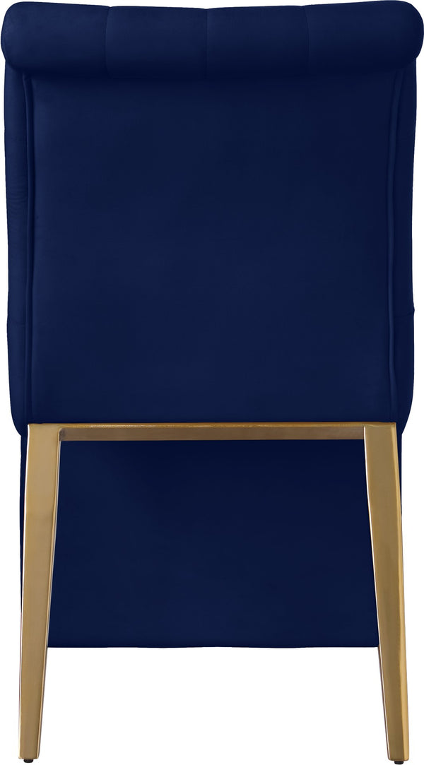 Curve Velvet / Iron / Engineered Wood / Foam Contemporary Navy Velvet Dining Chair - 19.5" W x 30" D x 36.5" H