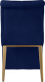 Curve Velvet / Iron / Engineered Wood / Foam Contemporary Navy Velvet Dining Chair - 19.5" W x 30" D x 36.5" H