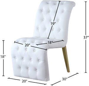 Curve Faux Leather / Iron / Engineered Wood / Foam Contemporary White Faux Leather Dining Chair - 19.5" W x 30" D x 36.5" H