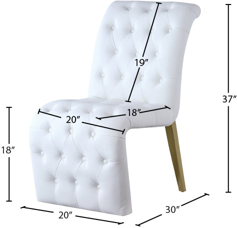 Curve Faux Leather / Iron / Engineered Wood / Foam Contemporary White Faux Leather Dining Chair - 19.5" W x 30" D x 36.5" H