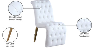 Curve Faux Leather / Iron / Engineered Wood / Foam Contemporary White Faux Leather Dining Chair - 19.5" W x 30" D x 36.5" H