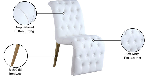 Curve Faux Leather / Iron / Engineered Wood / Foam Contemporary White Faux Leather Dining Chair - 19.5" W x 30" D x 36.5" H