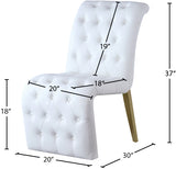 Curve Faux Leather / Iron / Engineered Wood / Foam Contemporary White Faux Leather Dining Chair - 19.5" W x 30" D x 36.5" H