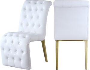 Curve Faux Leather / Iron / Engineered Wood / Foam Contemporary White Faux Leather Dining Chair - 19.5" W x 30" D x 36.5" H