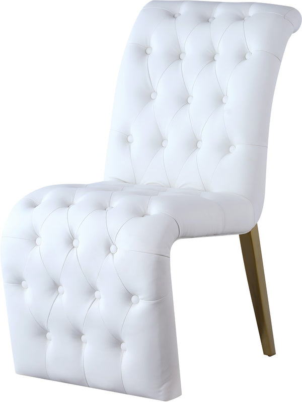 Curve Faux Leather / Iron / Engineered Wood / Foam Contemporary White Faux Leather Dining Chair - 19.5" W x 30" D x 36.5" H