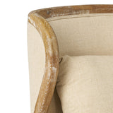 Crenshaw Beige Fabric Wing Chair Noble House