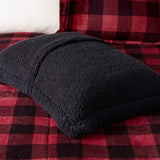 Alton Lodge/Cabin 100% Polyester Woolrich Print Low Pile Velour Comforter Set in Red/Black Buffalo Check