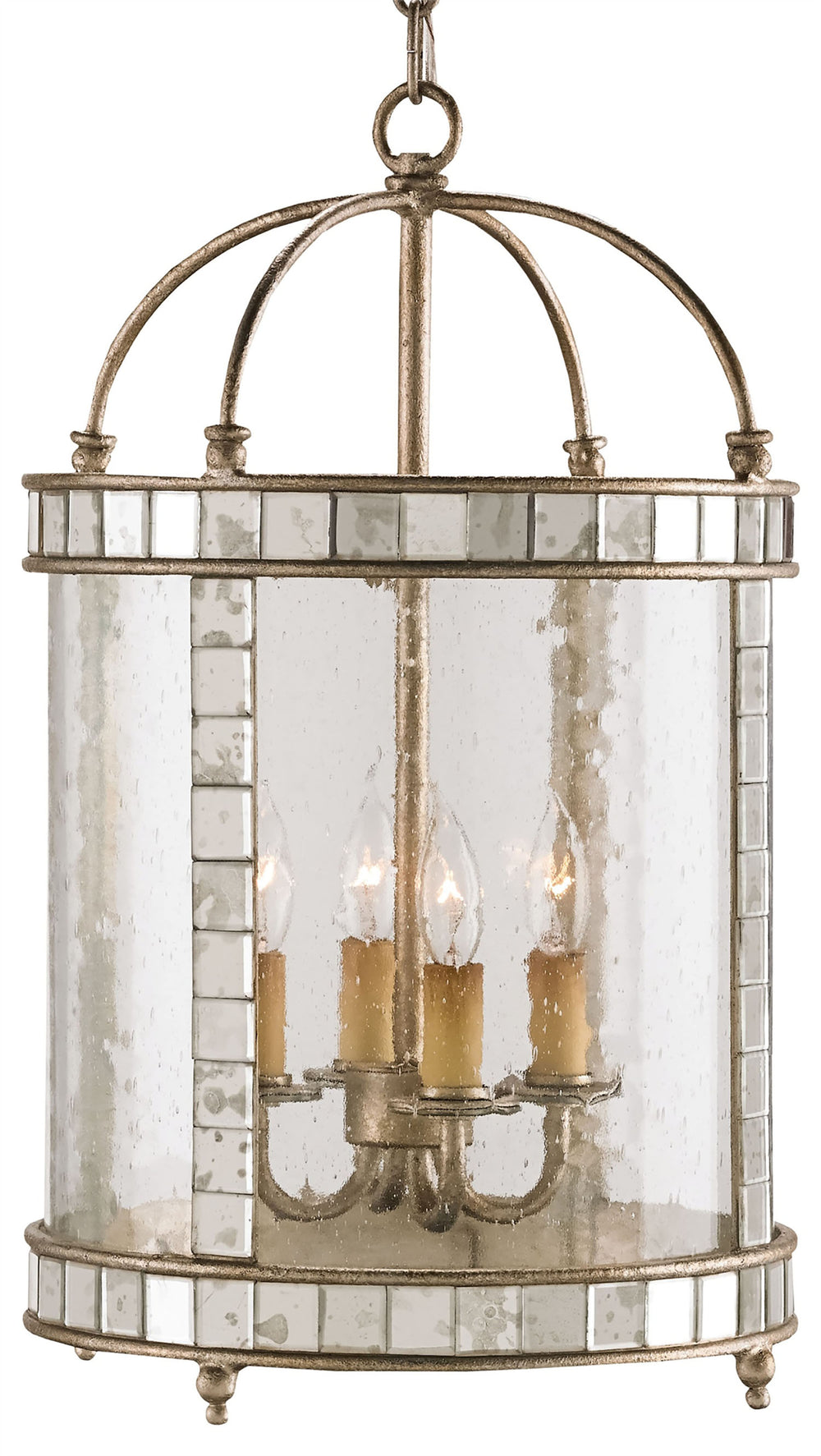 Corsica Small Lantern - Stunning Antiqued Mirror Design with Curved Glass for Elegant Home Lighting