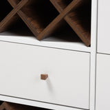 Baxton Studio Savino Mid-Century Modern White and Walnut Finished Wood Wine Cabinet