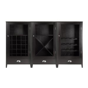Winsome Wood Bordeaux 3-Piece Modular Wine Cabinet Set with Tempered Glass Doors 92359-WINSOMEWOOD