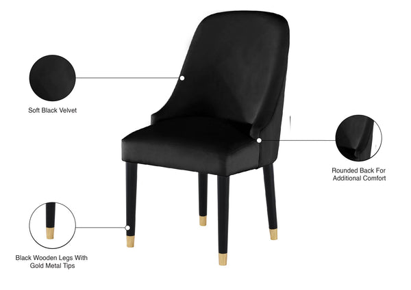 Omni Velvet / Engineered Wood / Metal / Foam Contemporary Black Velvet Dining Chair - 25" W x 22" D x 39.5" H